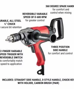 BAUER 7.5 1/2 in. Low Speed Spade Handle Drill/Mixer 17 BAUER 7.5 1/2 in. Low Speed Spade Handle Drill/Mixer -Electrical Tools Shop 56179 W2