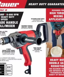 BAUER 7.5 1/2 in. Low Speed Spade Handle Drill/Mixer 18 BAUER 7.5 1/2 in. Low Speed Spade Handle Drill/Mixer -Electrical Tools Shop 56179 W2SS