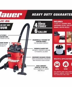 BAUER 6 gallon 4 Peak Horsepower Wet/Dry Vacuum -Electrical Tools Shop 56201 W14