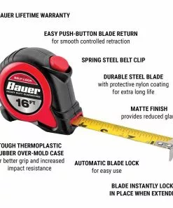 BAUER 16 ft. Self-Locking Tape Measure 15 BAUER 16 ft. Self-Locking Tape Measure -Electrical Tools Shop 56352 W2