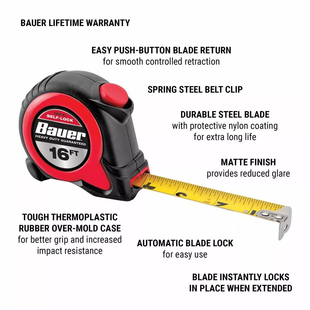 BAUER 16 ft. Self-Locking Tape Measure 3 BAUER 16 ft. Self-Locking Tape Measure - Image 3
