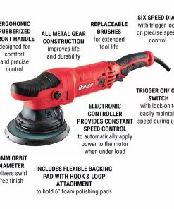 BAUER 7.5 Amp 6 in. Long-Throw Random Orbit DA Polisher 15 BAUER 7.5 Amp 6 in. Long-Throw Random Orbit DA Polisher -Electrical Tools Shop 56367 W2