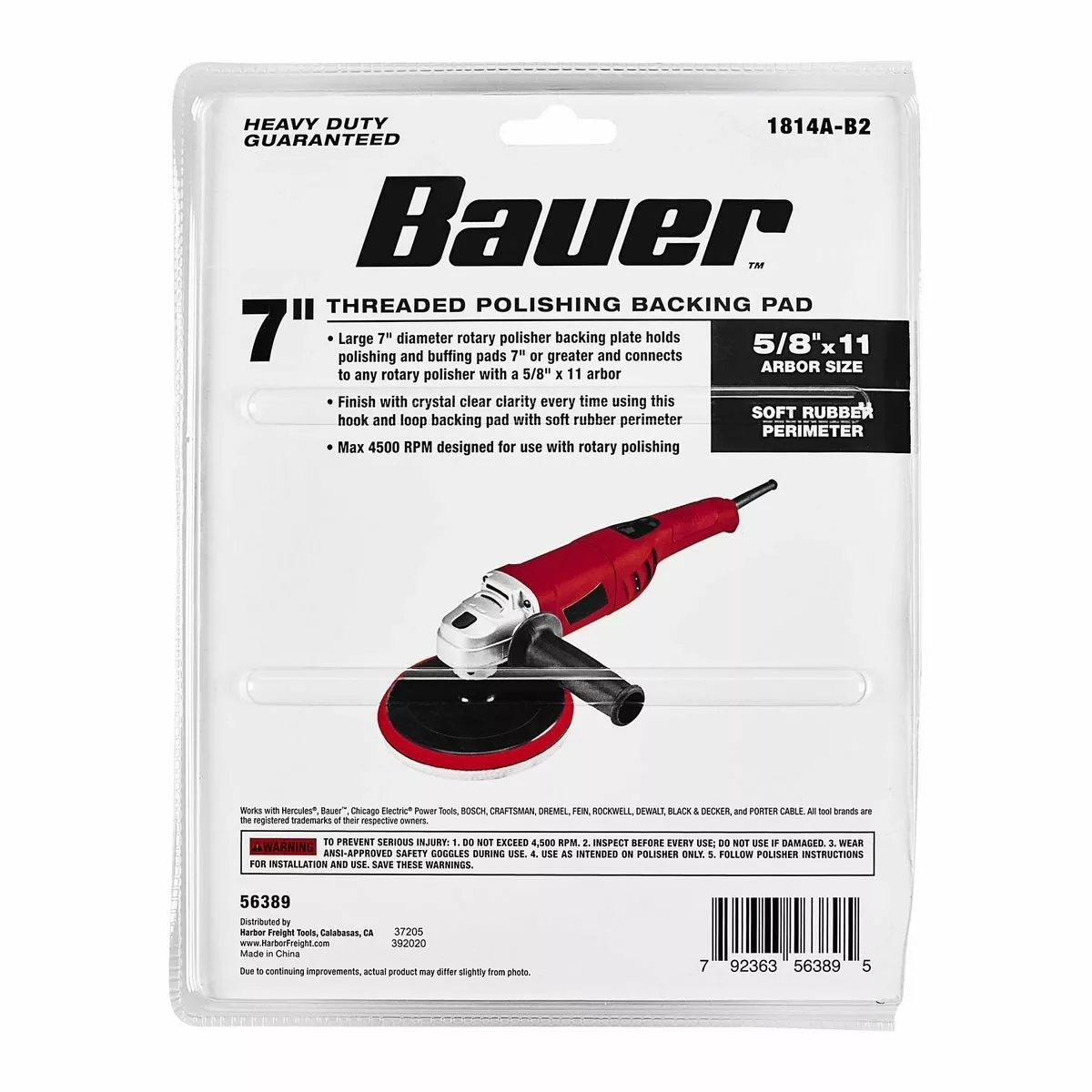 BAUER 7 in. Threaded Polishing Hook and Loop Backing Pad 5 BAUER 7 in. Threaded Polishing Hook and Loop Backing Pad - Image 5
