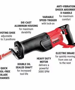 BAUER 20V Cordless Reciprocating Saw - Tool Only -Electrical Tools Shop 56396 W2