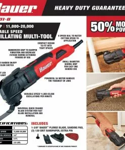 BAUER 3 Amp Variable Speed Oscillating Multi-Tool 15 BAUER 3 Amp Variable Speed Oscillating Multi-Tool -Electrical Tools Shop 56509 W2SS