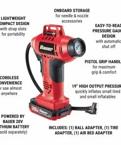BAUER 20V Cordless 0-160 PSI Inflator - Tool Only -Electrical Tools Shop 56546 W2