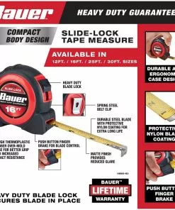 BAUER 16 ft. Slide-Lock Tape Measure 11 BAUER 16 ft. Slide-Lock Tape Measure -Electrical Tools Shop 56675 W2SS