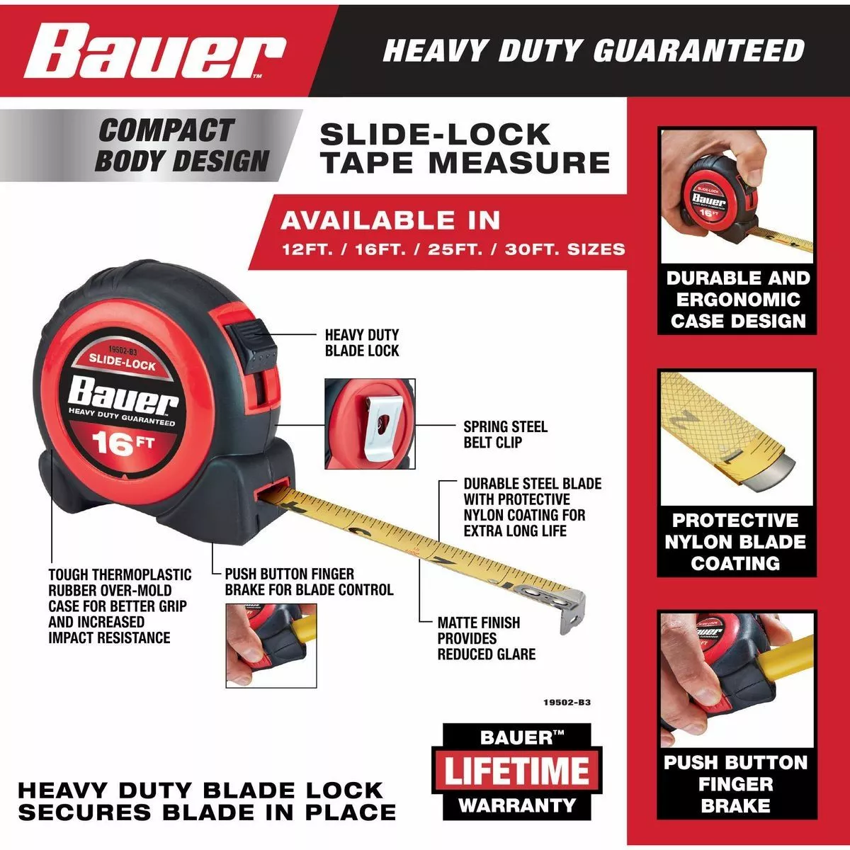 BAUER 16 ft. Slide-Lock Tape Measure 3 BAUER 16 ft. Slide-Lock Tape Measure - Image 3