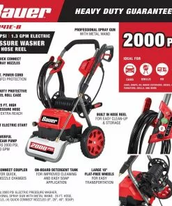 BAUER 2000 PSI Max Performance Electric Pressure Washer -Electrical Tools Shop 56877 W2SS