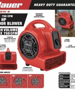 BAUER 750 CFM 1/5 HP Floor Blower -Electrical Tools Shop 56912 W2SS