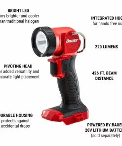 BAUER 20V Cordless 220 Lumen Work Light – Tool Only -Electrical Tools Shop 56925 W2