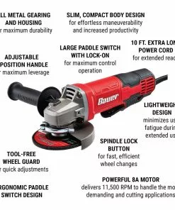 BAUER 8 Amp 4-1/2 in. Paddle Switch Angle Grinder -Electrical Tools Shop 57002 W2