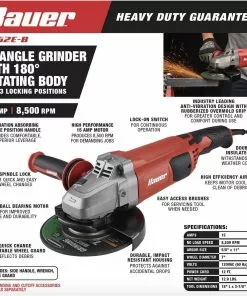 BAUER 15 Amp 7 in. Trigger Grip Angle Grinder with 180° Rotating Body -Electrical Tools Shop 57003 W2SS