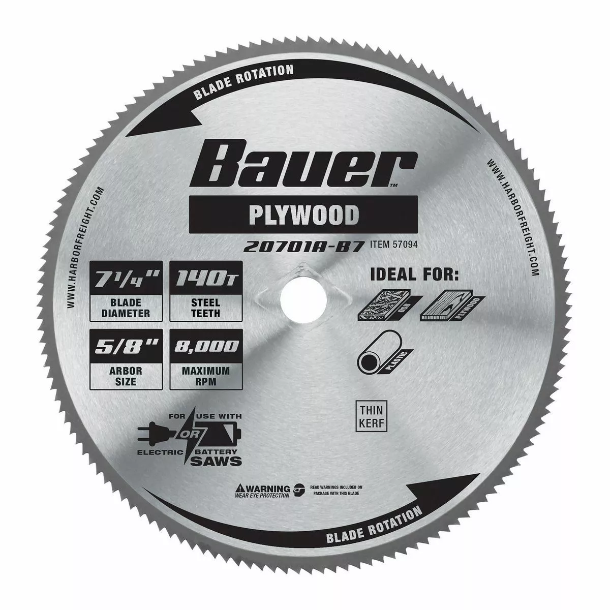 BAUER 7-1/4 in., 140T Plywood Circular Saw Blade 2 BAUER 7-1/4 in., 140T Plywood Circular Saw Blade - Image 2