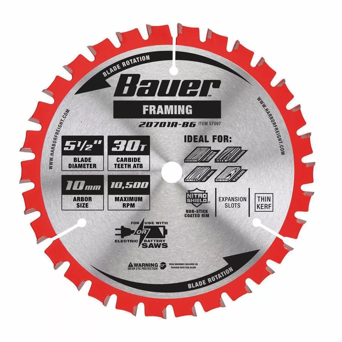 BAUER 5-1/2 in., 30T Framing Circular Saw Blade 1 BAUER 5-1/2 in., 30T Framing Circular Saw Blade