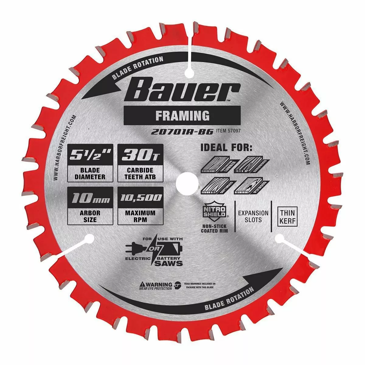 BAUER 5-1/2 in., 30T Framing Circular Saw Blade 2 BAUER 5-1/2 in., 30T Framing Circular Saw Blade - Image 2