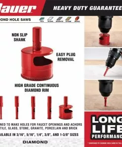 BAUER 5/16 in. Diamond Grit Hole Saw -Electrical Tools Shop 57122 W2SS