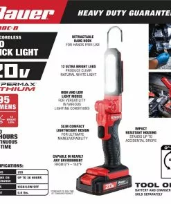 BAUER 20V Cordless 295 Lumen Stick Light – Tool Only 15 BAUER 20V Cordless 295 Lumen Stick Light – Tool Only -Electrical Tools Shop 57146 W2SS