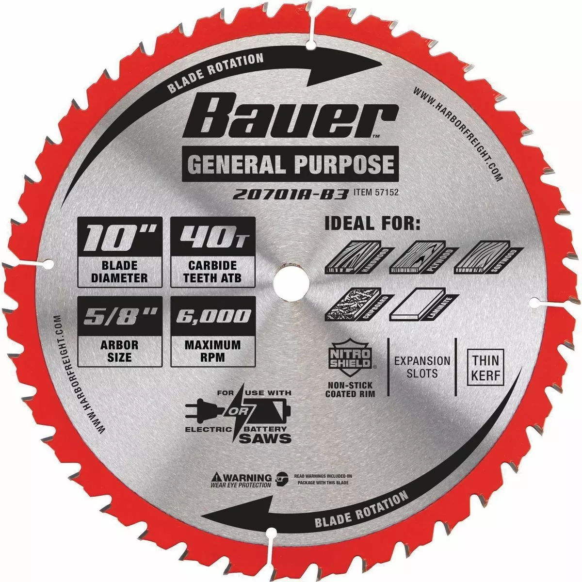 BAUER 10 in. 40T General Purpose Circular Saw Blade 1 BAUER 10 in. 40T General Purpose Circular Saw Blade