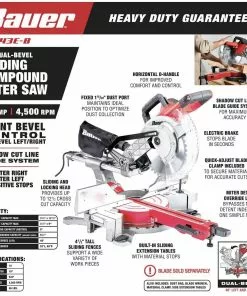 BAUER 10 in. Dual-Bevel Sliding Compound Miter Saw 15 BAUER 10 in. Dual-Bevel Sliding Compound Miter Saw -Electrical Tools Shop 57179 W2SS