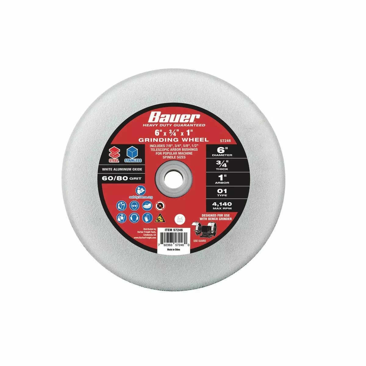 BAUER 6 in. x 3/4 in. x 1 in. Bench Grinding Wheel 1 BAUER 6 in. x 3/4 in. x 1 in. Bench Grinding Wheel