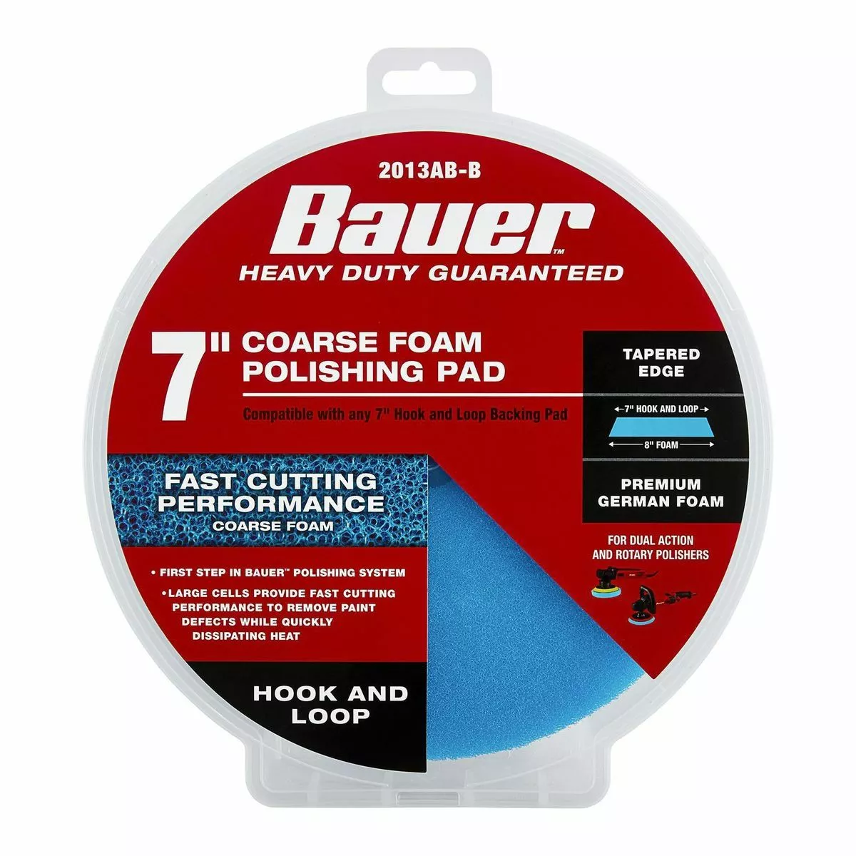 BAUER 7 in. Coarse Foam Polishing Pad - Blue 4 BAUER 7 in. Coarse Foam Polishing Pad - Blue - Image 4