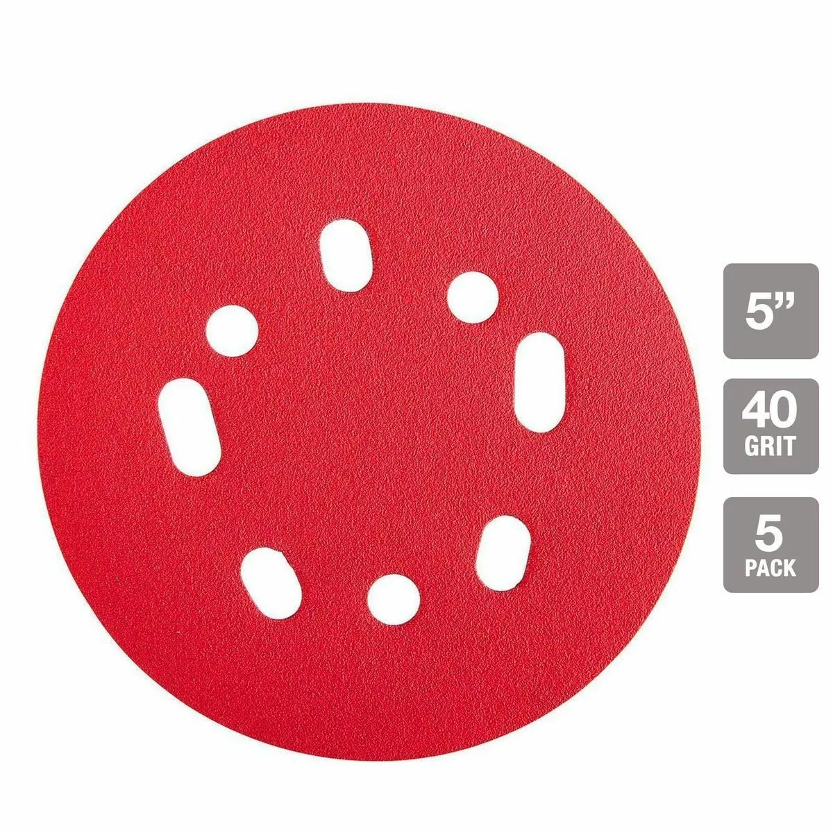 BAUER 5 in. 40 Grit Hook and Loop Universal Pattern Sanding Discs, 5 Pk. 2 BAUER 5 in. 40 Grit Hook and Loop Universal Pattern Sanding Discs, 5 Pk. - Image 2