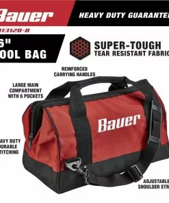 BAUER 16 in. Tool Bag with 6 Pockets -Electrical Tools Shop 57487 W2SS