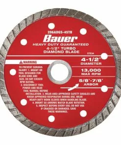BAUER 4-1/2 in. Turbo Rim Wet or Dry Cut Diamond Saw Blade