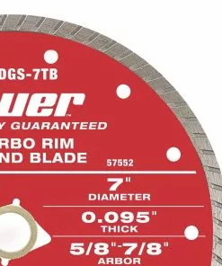 BAUER 7 in. Turbo Rim Wet or Dry Cut Diamond Saw Blade 5 BAUER 7 in. Turbo Rim Wet or Dry Cut Diamond Saw Blade -Electrical Tools Shop 57552 W4