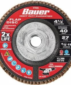BAUER 4-1/2 in. x 5/8 in.-11 40-Grit Type 27 Flap Disc with Fiberglass Backing and Zirconia Grain