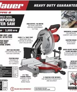 BAUER 12 in. Single-Bevel Compound Miter Saw -Electrical Tools Shop 57608 W2SS