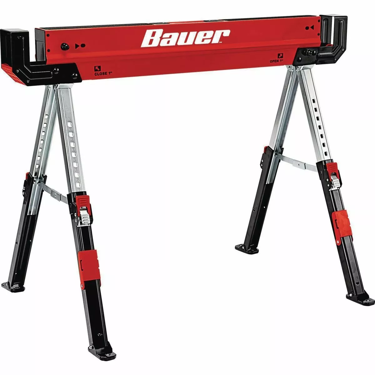 BAUER 32 in. Steel Adjustable Sawhorse, 1300 lb. Capacity 1 BAUER 32 in. Steel Adjustable Sawhorse, 1300 lb. Capacity