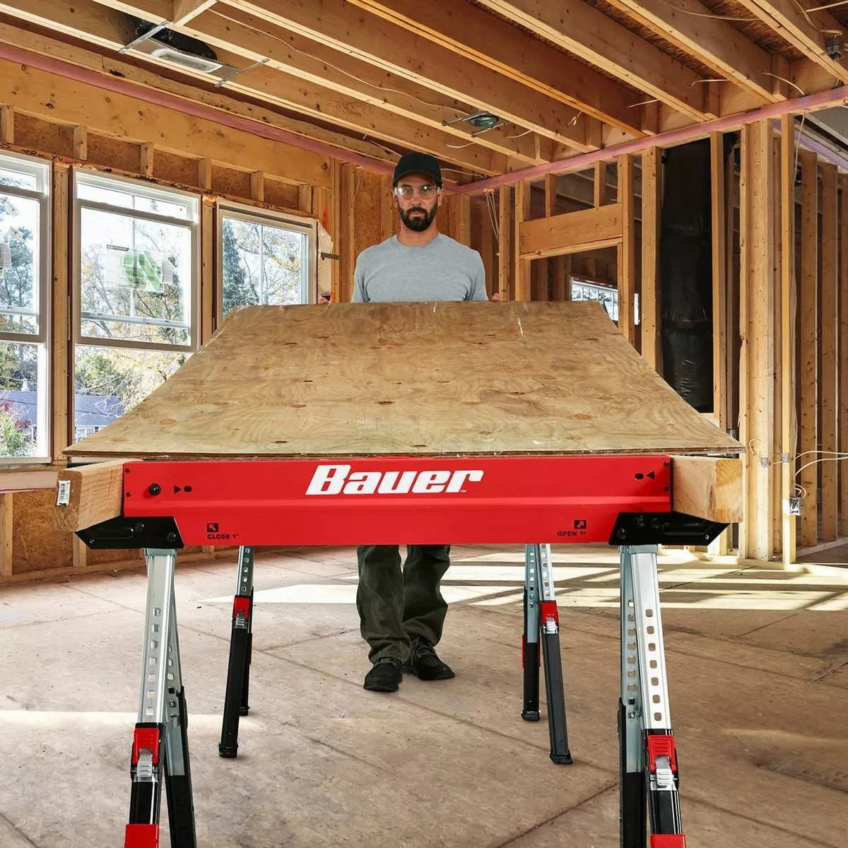 BAUER 32 in. Steel Adjustable Sawhorse, 1300 lb. Capacity 7 BAUER 32 in. Steel Adjustable Sawhorse, 1300 lb. Capacity - Image 7