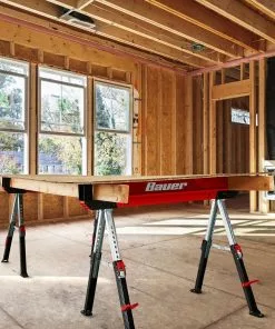 BAUER 32 in. Steel Adjustable Sawhorse, 1300 lb. Capacity 16 BAUER 32 in. Steel Adjustable Sawhorse, 1300 lb. Capacity -Electrical Tools Shop 57807 W9