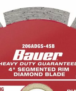 BAUER 4 in. Segmented Rim Wet or Dry Cut Diamond Saw Blade 6 BAUER 4 in. Segmented Rim Wet or Dry Cut Diamond Saw Blade -Electrical Tools Shop 57893 W4