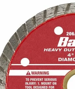 BAUER 4 in. Turbo Rim Wet or Dry Cut Diamond Saw Blade -Electrical Tools Shop 57894 W4