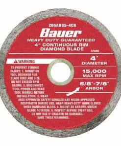 BAUER 4 in. Continuous Rim Wet Cut Diamond Saw Blade