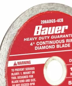 BAUER 4 in. Continuous Rim Wet Cut Diamond Saw Blade 7 BAUER 4 in. Continuous Rim Wet Cut Diamond Saw Blade -Electrical Tools Shop 57895 W5