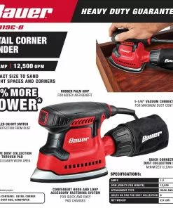 BAUER 1.2 Amp Corner/Detail Sander with Sealed On/Off Switch -Electrical Tools Shop 57946 W2SS