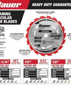 BAUER 10 in., 24T Framing Circular Saw Blade -Electrical Tools Shop 57967 W2SS