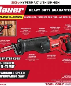 BAUER 20V Brushless Cordless Reciprocating Saw - Tool Only 14 BAUER 20V Brushless Cordless Reciprocating Saw - Tool Only -Electrical Tools Shop 58075 W2SS