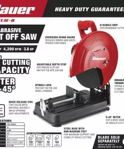 BAUER 15 Amp 3.8 HP 14 in. Abrasive Cut-Off Saw -Electrical Tools Shop 58091 W2SS