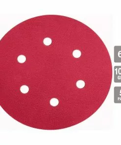 BAUER 6 in. 1000 Grit Hook and Loop 6-Hole Pattern Sanding Discs 5 Pk. -Electrical Tools Shop 58288 W21