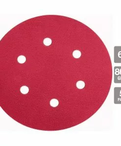 BAUER 6 in. 800 Grit Hook and Loop 6-Hole Pattern Sanding Discs 5 Pk. 6 BAUER 6 in. 800 Grit Hook and Loop 6-Hole Pattern Sanding Discs 5 Pk. -Electrical Tools Shop 58290 W21