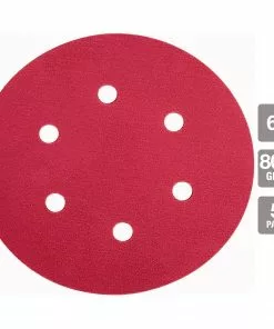 BAUER 6 in. 800 Grit Hook and Loop 6-Hole Pattern Sanding Discs 5 Pk. 5 BAUER 6 in. 800 Grit Hook and Loop 6-Hole Pattern Sanding Discs 5 Pk. -Electrical Tools Shop 58290 W3