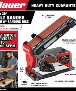 BAUER 4 in. x 36 in. Belt and 6 in. Disc Sander -Electrical Tools Shop 58339 W2SS