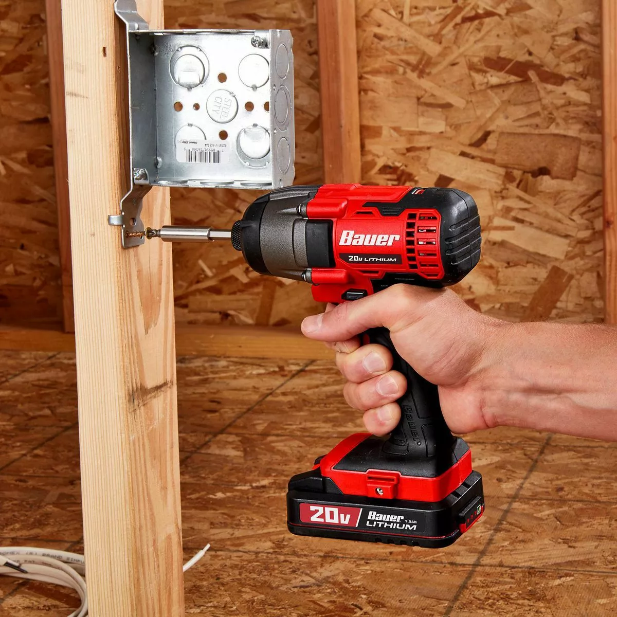 BAUER 20V Cordless 1/4 in. Hex Compact Impact Driver Kit with 1.5Ah Battery, Rapid Charger, and Bag 7 BAUER 20V Cordless 1/4 in. Hex Compact Impact Driver Kit with 1.5Ah Battery, Rapid Charger, and Bag - Image 7