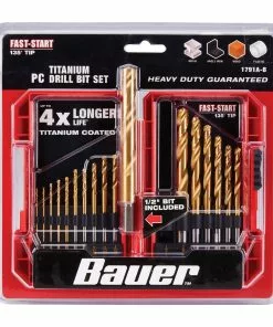 BAUER Titanium Drill Bit Set, 21 Pc. 9 BAUER Titanium Drill Bit Set, 21 Pc. -Electrical Tools Shop 63911 W4