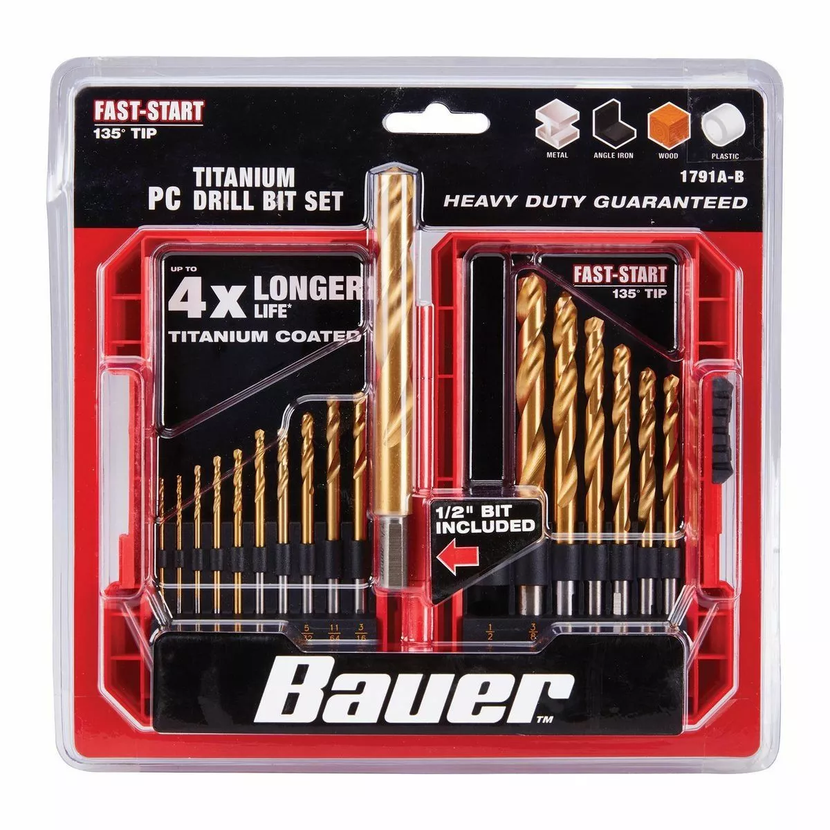 BAUER Titanium Drill Bit Set, 21 Pc. 4 BAUER Titanium Drill Bit Set, 21 Pc. - Image 4